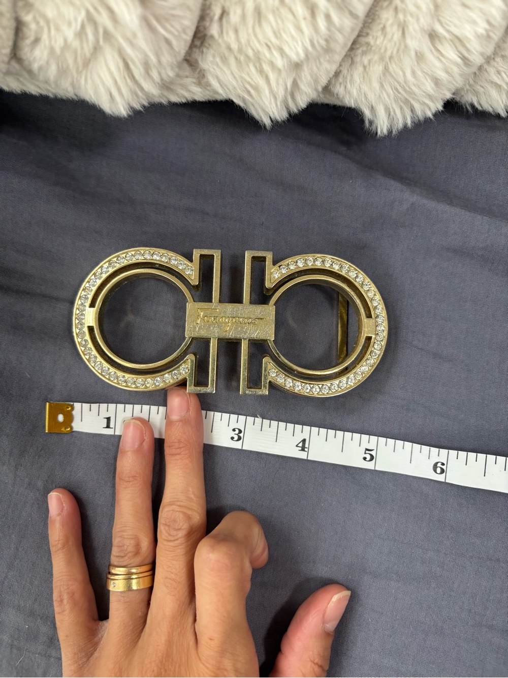 Salvatore Ferragamo Gold Crystal Double Gancio Belt Buckle - Picture 4 of 5
